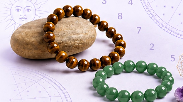 Tiger's eye and green aventurine crystal bracelets