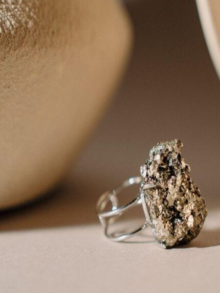 Raw Pyrite Ring (Real Silver)