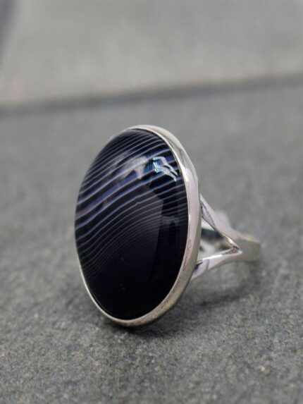 Black Obsidian Ring (Real Silver)