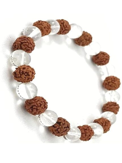 Customised Mukhi Rudraksha With Clear Quartz  Bracelet